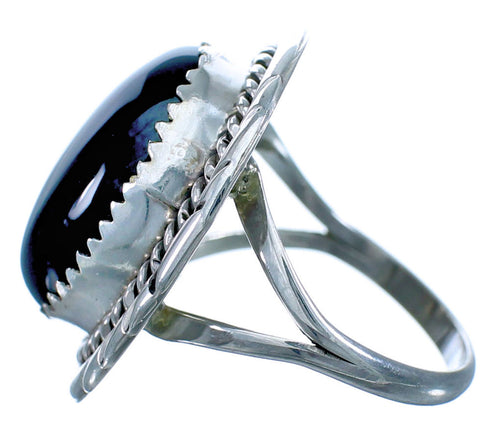 Native American Onyx And Sterling Silver Ring Size 7 BX116053